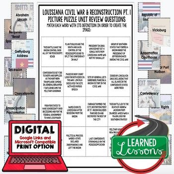 Louisiana Civil War-Reconstruction Activity Picture Puzzle, Louisiana History - preview 2
