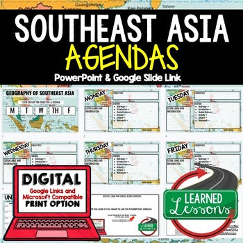 Southeast Asia Agenda PowerPoint & Google Slides World Geography Agenda - preview 1