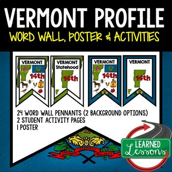 Vermont History Word Wall, State Profile, Vermont Activities Vermont Posters - preview 1