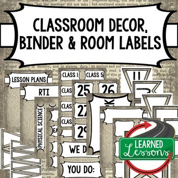 SECONDARY CLASSROOM DECOR, BINDER LABELS, Newspaper Haze - preview 1