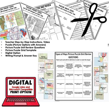 Types of Maps & Graphs Activity Picture Puzzle, Test Prep, Unit Review - preview 2
