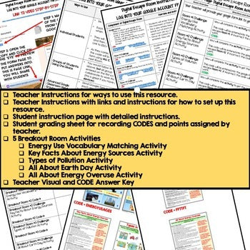 Energy Use Escape Room, Science Digital Escape Room, Environment Activity - preview 3