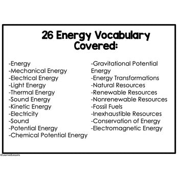 Types of Energy Game Cards, Test Prep, Physical Science Vocabulary Activity - preview 3