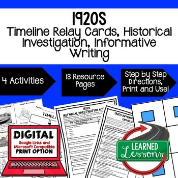 1920s Timeline Relay & Writing, Digital Learning, Google & Print - preview 1