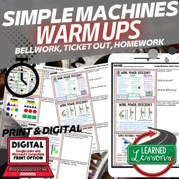 Simple Machines Warm Ups & Bell Ringers, NGSS Science Warm Ups - preview 1
