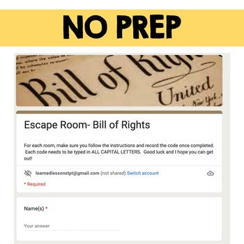 Bill of Rights Digital Escape Room, Breakout Room Activity Pages No Prep - preview 4