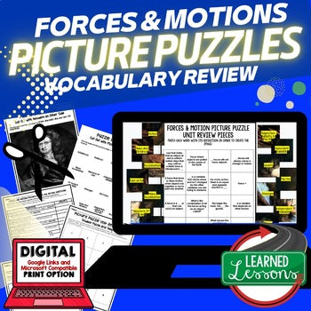 Forces & Motion Activity Picture Puzzle Physical Science Activity Vocabulary - preview 1