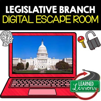 Legislative Branch Digital Escape Room, Breakout Room, Activity Pages No Prep - preview 1