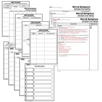 World Religions Guided Notes and PowerPoints, Interactive Notebooks, Google - preview 3