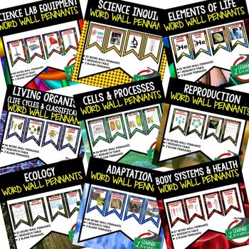 Cells Word Wall 34 Pennants (Life Science Word Wall) - preview 3