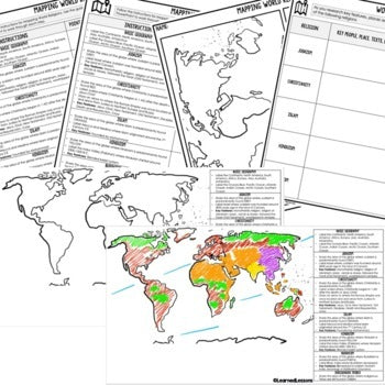 World Religions Mapping Activity | World Geography Map | Print & Digital - preview 3
