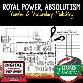 Absolutism Vocabulary Activity Puzzle | Test Prep| Print and Google - preview 1