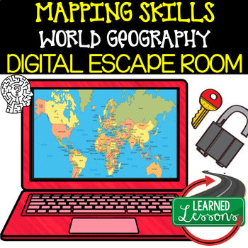 Mapping Skills Geography Escape Room | Digital Breakout World Geography Activity - preview 1