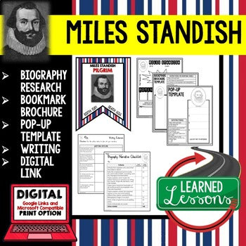 Miles Standish Biography Research, Bookmark Brochure, Pop-Up, Writing, Google - preview 1