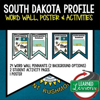 South Dakota History Word Wall, State Profile, South Dakota Activities Posters - preview 1