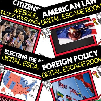 Civics Digital Escape Room Bundle | Government Breakout Activities | Google - preview 3