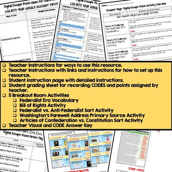 Federalist Era Escape Room | Digital Breakout | U.S. History Activity - preview 3