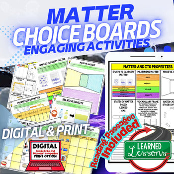 Matter Activities, Matter Choice Board Physical Science Activity - preview 1