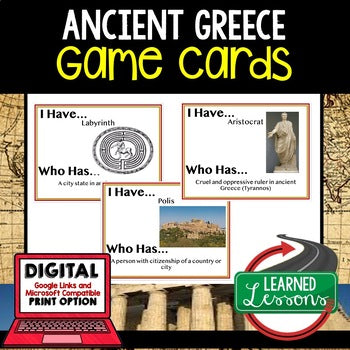 Ancient Greece Game Cards, Test Prep, Print, Digital Google - preview 1