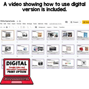 1950s, JFK & LBJ Game Cards | U.S. History Review | Print & Digital Activity - preview 2