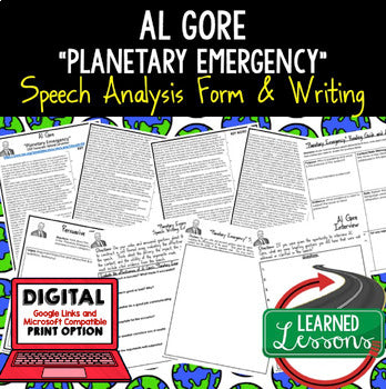 Earth Day Activity, Al Gore Planetary Emergency Speech Analysis and Writing - preview 1