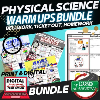 Physical Science Warm-Ups & Bell Ringers Bundle | NGSS Daily Review - preview 1