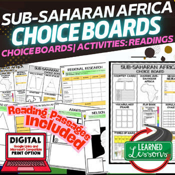 Sub Saharan Africa Activities Choice Board, Digital Distance Learning & Print - preview 1