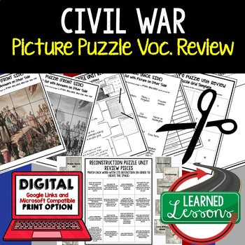 THE CIVIL WAR Activity Picture Puzzle Unit Review, Study Guide, Test Prep - preview 1