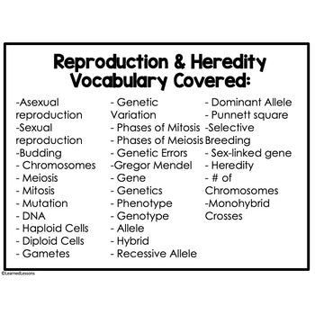 Reproduction and Heredity Game Cards, Life Science Vocabulary Review - preview 3