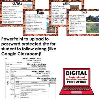 Aztec, Inca, Maya Guided Notes and PowerPoints, Interactive Notebooks, Google - preview 2