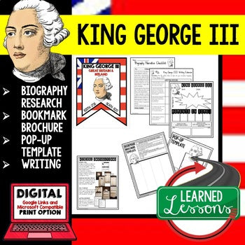King George III Biography Research, Bookmark Brochure, Pop-Up, Writing - preview 1