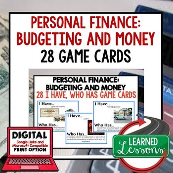 Personal Finance Budgeting and Money GAME CARDS, Economics Activity - preview 1