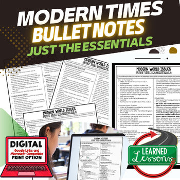 Modern Times World History Outline Notes, Bullet Notes, Unit Review, Test Prep - preview 1