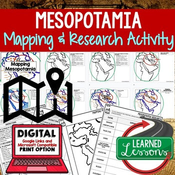 Mesopotamia Map Activity and Research, Mapping Mesopotamia - preview 1