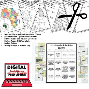 Africa Activity Picture Puzzle, Test Prep, Unit Review, Study Guide - preview 2