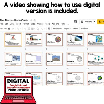 Five Themes of Geography Game Cards Test Prep, Print & Digital Distance Learning - preview 2