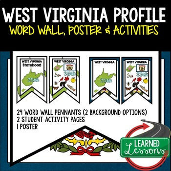 West Virginia History Word Wall, State Profile, West Virginia Activities Posters - preview 1