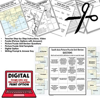 South Asia Activity Picture Puzzle, Test Prep, Unit Review, Study Guide - preview 2