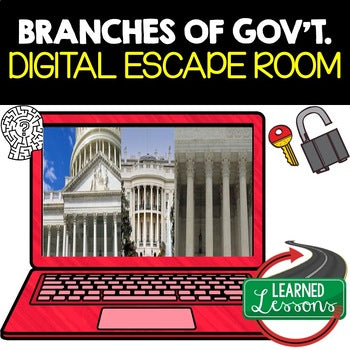 Branches of Government Digital Escape Room, Breakout Room Activity Pages No Prep - preview 1