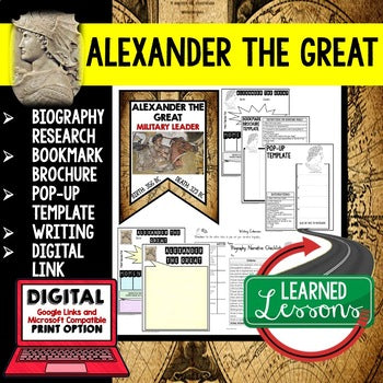 Alexander the Great Biography Research, Bookmark Brochure, Pop-Up Writing Google - preview 1