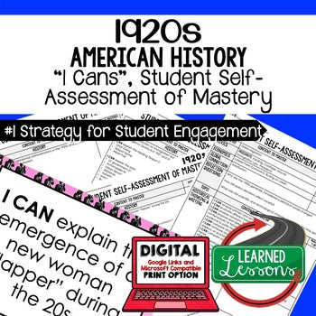 1920s I Cans Student Self Assessment Mastery-- American History - preview 1