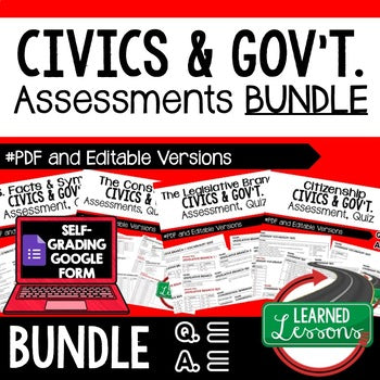 Government Vocabulary Quiz | Civics Assessment | Print & Google Forms - preview 3