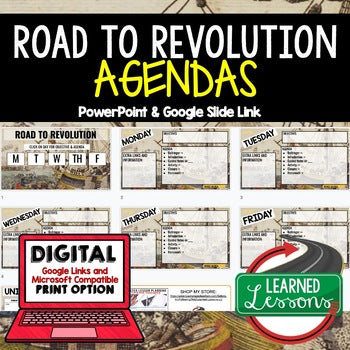 Road to Revolution Agenda PowerPoint & Google Slides, American History Agenda - preview 1