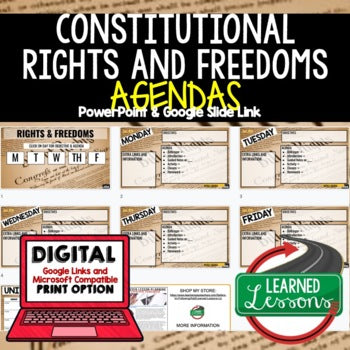 Constitutional Rights & Freedoms Agenda PowerPoint & Google Slides Civics Agenda - preview 1