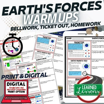 Earth's Forces Warm Ups & Bell Ringers, NGSS Science Warm Ups - preview 1