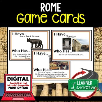 Ancient Rome Game Cards, Test Prep, Print, Digital Google - preview 1