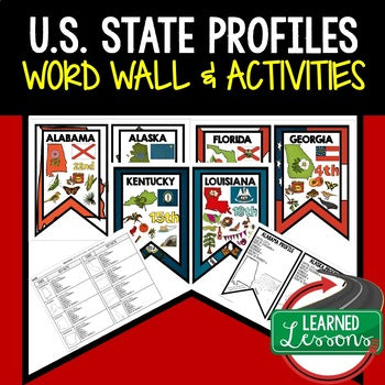 50 States Word Wall Bundle | State Vocabulary Posters | U.S. Geography - preview 1