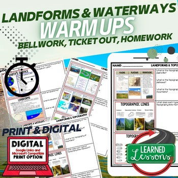 Landforms & Topography Warm Ups & Bell Ringers, NGSS Science Warm Ups - preview 1