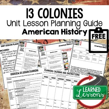 13 Colonies Lesson Plan Guide American History Lesson Plans Back To School - preview 1