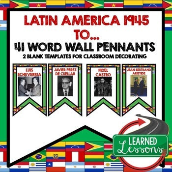 Latin America After WWII Word Wall Pennants World History Word Wall - preview 1